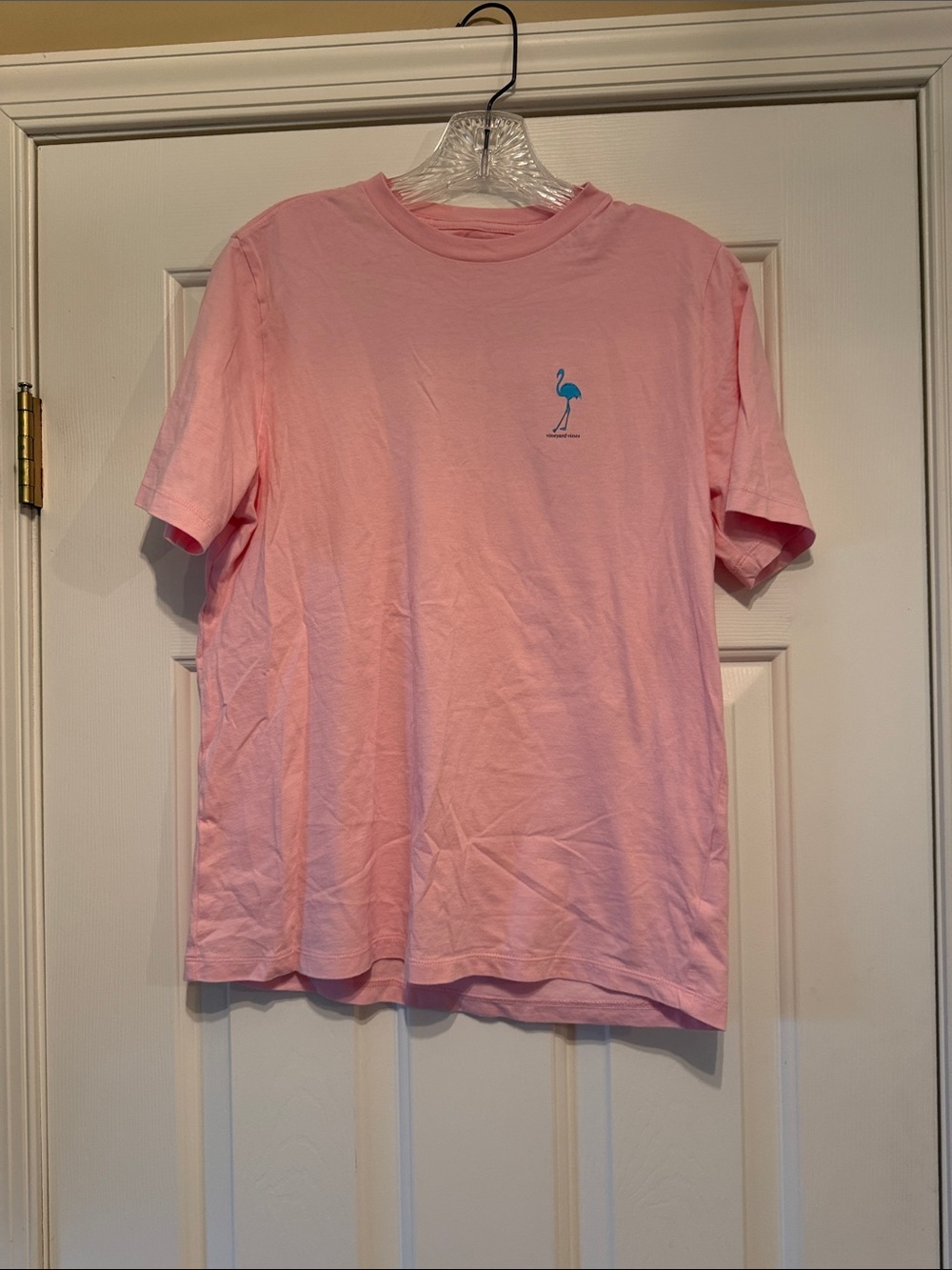 Vineyard Vines Pink Short Sleeve Tee with Blue Flamingo Logo